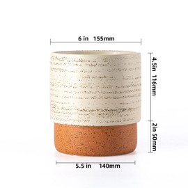 Chubacoo Self Watering Plant Pot: 6 Inch Ceramic Planter with Drainage Hole & Water Storage Plus - Flower Pot for Indoor & Outdoor Plants (Brush, Small)