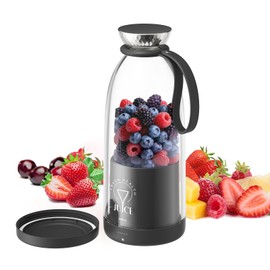 Buzveuya Portable Blender, Personal Smoothie Maker with 6 Blades, Rechargeable Mini Juicer Cup, 17 oz with Travel Lid for Outdoors, Camping, Office, Kitchen (Black)
