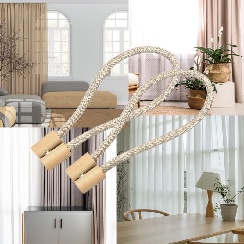 YANYULI Curtain Tassels, Curtain Tiebacks, Set of 2, Magnet, Wood,