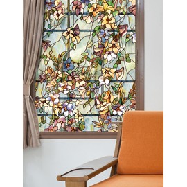 Artscape Trellis | Privacy Window Film with Vibrant Colored Pattern | Non-Adhesive & UV Protection | Easy to Apply & Removable | 24 x 36 Inches | Made in USA
