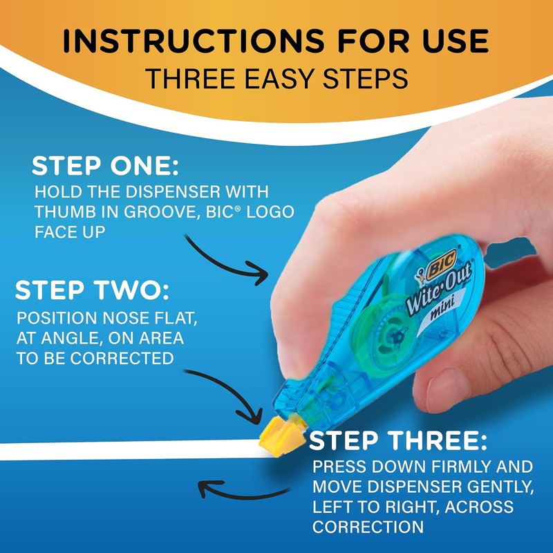 BIC Wite-Out Brand Mini Correction Tape, White, 12-Count