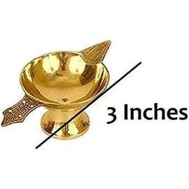 Set of 2 Pure Brass (1 Brass Diya + 1 Akhand Diya) Arti Diya Deepak Wick Lamp Deep Oil Ghee Jyot Diya Stand for Pooja Diwali Religious Temple Kuber Diya Akhand Jyoti