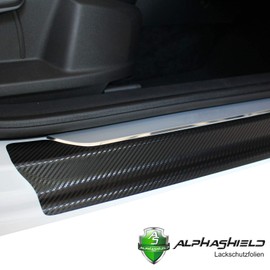 Door sill set, 2-8 pieces, paint protection film, Finest-Folia including squeegee and felt, perfect fit for your vehicle, protection entrance sill E023 E038 (carbon black, E023 5F ST (estate)