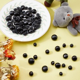 PandaHall 300 Black Buttons for Craft Eyes, 5 Sizes, Animal Eyes, Round Domed Buttons, Black Mushroom Eyes, Sewing Eyelet Button, Solid Eyes for Crochet Dolls, Plush Toys, Clothing Making