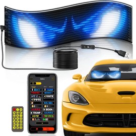 Ojos Led Para Carro,Pantalla Led Flexible Para Auto,Visualización LED Programable,Texto Personalizado De Control De Aplicación Inteligente,Adecuado Para Automóviles,Tiendas,Conciertos (17.3 cmx7 cm)