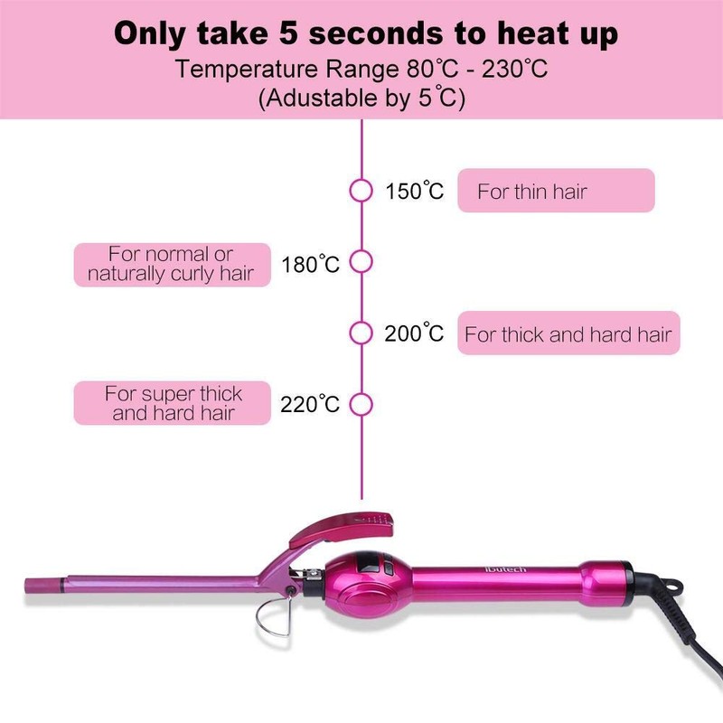 iGutech 9mm Curling Iron Hair Curler,3/8 Inch Small Barrel Curling
