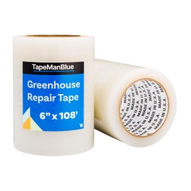 6" x 108' Roll of Greenhouse Repair Tape, Made in USA, Heavy Duty, Clear Poly Patch Tape for Repairing Greenhouses and Plastic Sheeting, UV Resistant Polyethylene Film for Seaming & Splicing