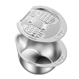 Asdays Bowl, Treme Monkey, Slice, Shredd, Wave, Rice Washer, Draining Large Capacity, 304 Stainless Steel (Includes Strainer and Grating Function)