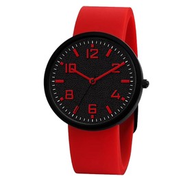 NUOVO Men Watch Red Watch for Men Silicone Watch Black Face Watch Sports Watch Casual Watch Waterproof Watch