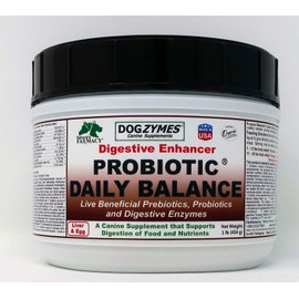 Dogzymes Probiotic Daily Balance - Supplies Nutritional Support and Live microorganisms for intestinal Well-Being as Well as enzymes for Proper Digestion. Liver and Egg Base. (1 Pound)