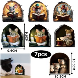 Wall Stickers, Cute, Mouse in the Hole, 7 Piece Set, DIY Interior, Easy Installation, Wall Decoration, Sticker Type, Sticker, Room, Ground, Kitchen, Washroom, Toilet, Kindergarten, Nursery