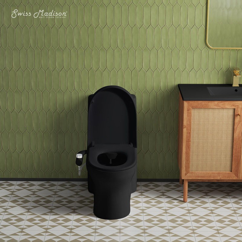 Swiss Madison Aqua Non-Electric Bidet Toilet Attachment in Glossy Black