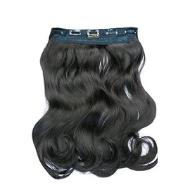 250g Bombshell 24" Flicky 3 Pieces Full Head Clip On Hair Extensions Hair Piece Wig (M02 NATURAL BLACK)