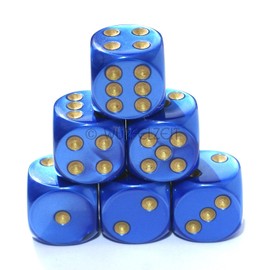 Cube Time 7453 Cube W6 16 mm Silkki Blue with Gold (Set of 12 in Polybag)