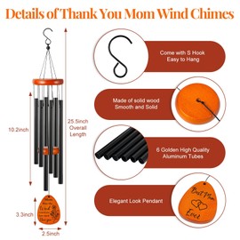 Mom Gifts - Mom Birthday Gifts, Thank You Gift Wind Chime for Mother, Best Mom Gift Ideas for Christmas Thanksgiving, Thank You Gifts,Patio,Graden Decoration