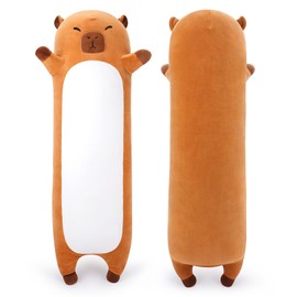 Sprinqdawin Large Capybara Stuffed Animal,33.5” Long Capybara Plush,Cute Plushies Animal Body Pillow,Kawaii Big Plush Toy Animals Gifts,Animals Sleeping Hugging Pillow Cushion for Kids Adults Birthday