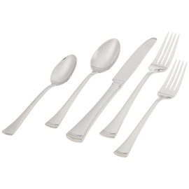 Lenox Silverware Set For 12, Portola 65-Piece Flatware Set with Serving Utensils, Service For 12, 18/10 Stainless Steel Flatware, Dishwasher Safe, Knives Spoons and Forks (Silver, 65 pieces)