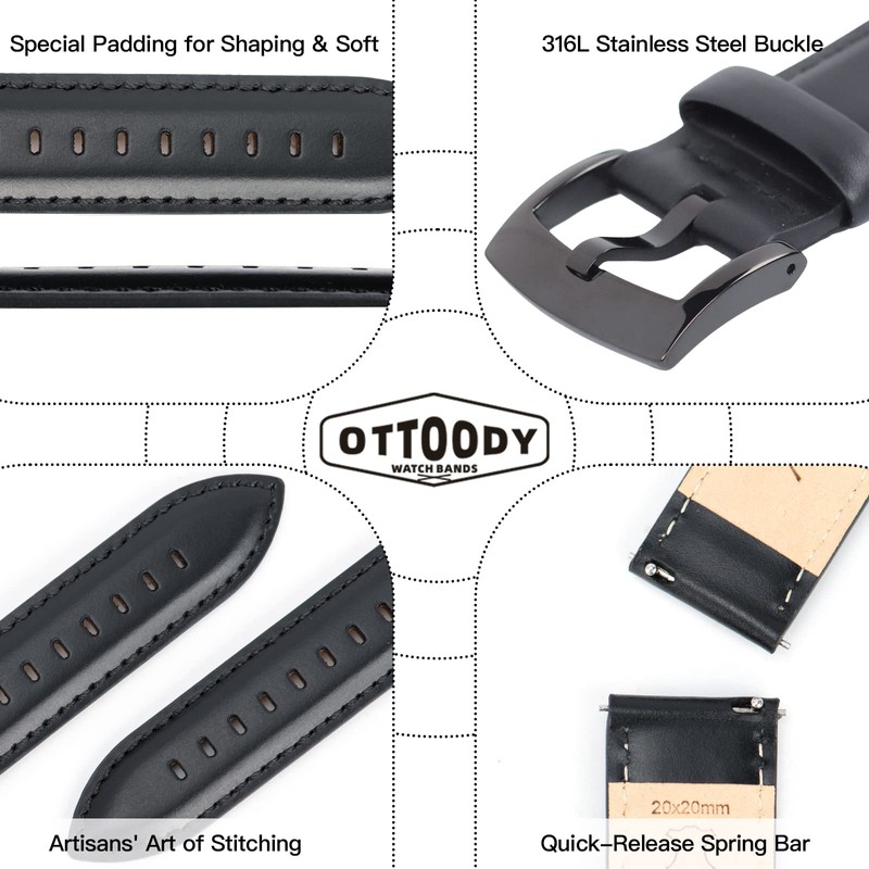 Ottoody Watch Band, 0.71, 0.75, 0.79, 0.83, 0.87 in (18,