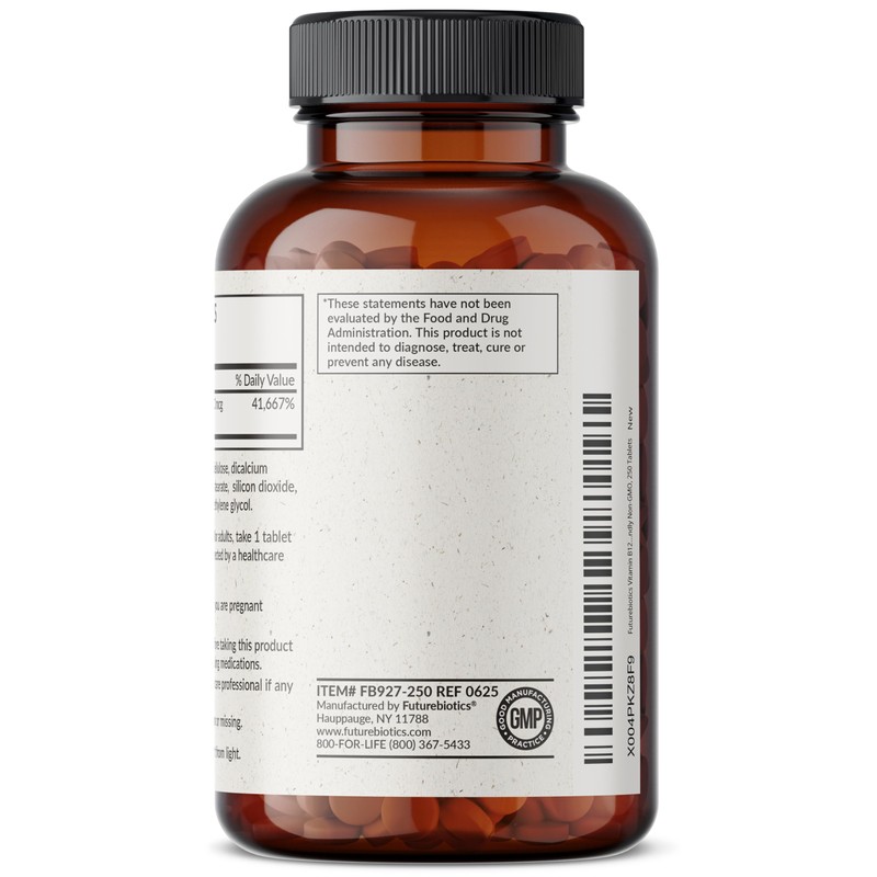Futurebiotics Vitamin B12 1000mcg Vegetarian Friendly Non-GMO, 250 Tablets