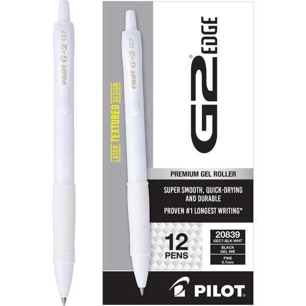 PILOT, G2 Premium Gel Roller Pens, G2 Edge White, Sensory