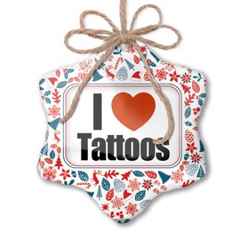 NEONBLOND Christmas Ornament I Love Tattoos Red White Blue Xmas