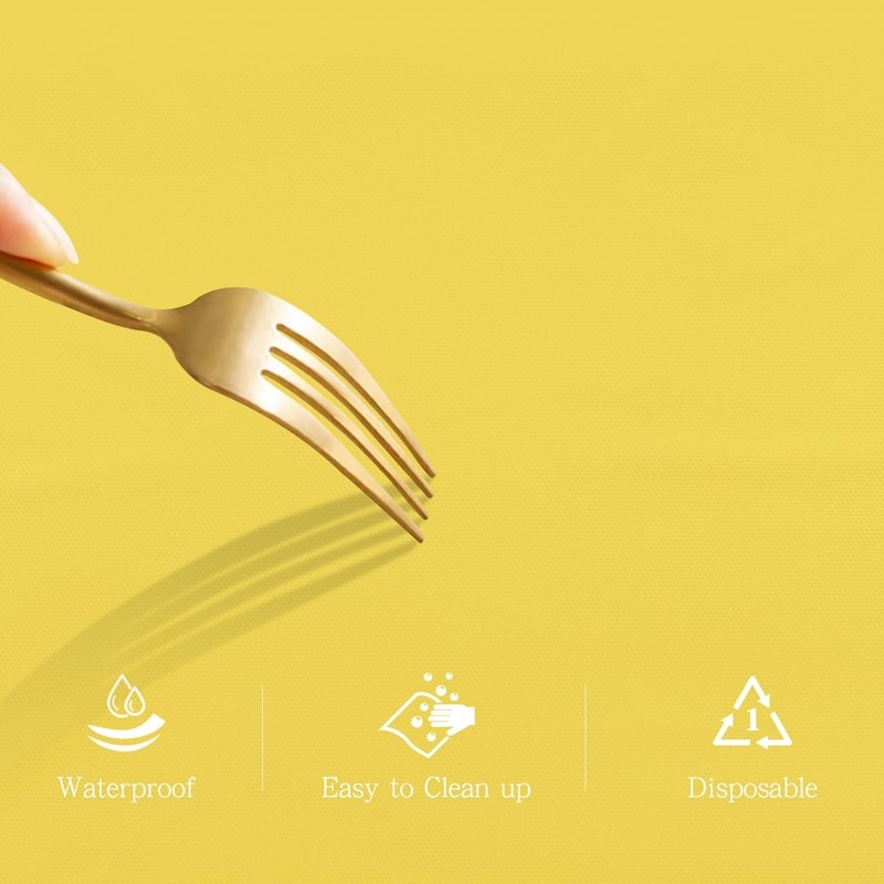 3 Pack Yellow Plastic Tablecloth Disposable Rectangular Table Cloth 54