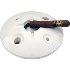 Large 8 Inch Commercial Quality Melamine Windproof Ashtray - White