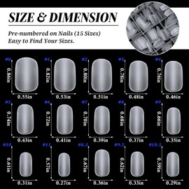 LuckForever 300pc Medium Round Square Nails Tips Gel Nail Tips Fake Nails Clear Soft Gel Nail Tips Full Cover False Nail Medium Squoval Acrylic Nails Set for Salons or DIY Nail Art