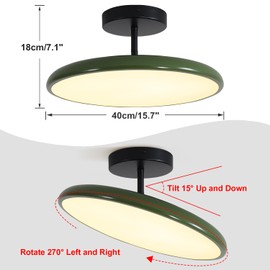 KCO Lighting Vintage Green Ceiling Light Contemporary Black Metal Flush Mount Ceiling Light Mid Century Modern Entryway Semi Flush Mount Ceiling Light Cute LED Hallway Ceiling Light Fixture