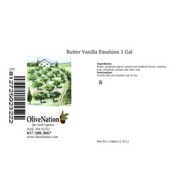 Butter Vanilla Baking Emulsion - Water Soluble Flavoring - Kosher - Gluten Free - Vegan - 128 ounces