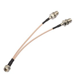 F Coaxial Splitter Cable, F-Type Cable (1 Male to 2 Female) RG316 Cable, 5.9 inches (15 cm), Y Type, 50 Ohm, Pack of 1