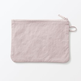 Wrinkle Nylon Flat Pouch, Pink, M, Approx. 7.5 x 5.3 inches (19 x 13.5 cm) 84475634