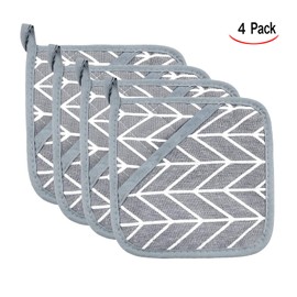 DMZK 4 Pieces Pot Holders with Pocket, Large Cotton Pot Holders Square Heat Resistant Coaster Potholders, Oven Mitts with Pocket for Cooking & Baking