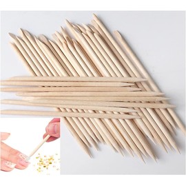 200 Count Nail Art Wood Sticks Wooden Cuticle Remover, Orange Wood Stick Cuticle Pusher Remover, Pusher Manicure Pedicure Tool Disposable(4.6 inch)