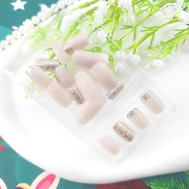 Christmas Press on Nails Medium Square Fake Nails with White Snowflake Glitter Sequins Design Nails Press ons Xmas Acrylic Full Cover False Nails Glossy Glue on Nails Christmas Nails for Girls 24Pcs