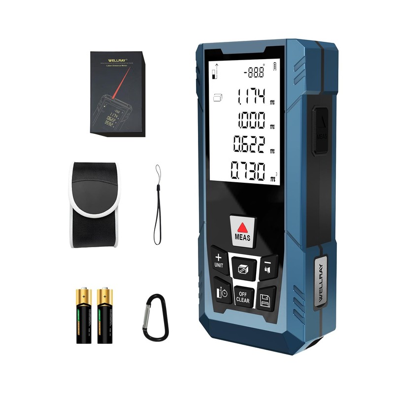 WELLRAY 500ft Laser Distance Meter Measurement Tool with Angle Sensor,LCD