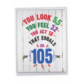 NobleWorks - Big Funny 105th Milestone Birthday Greeting Card 8.5 x 11 Inch with Envelope (1 Pack) Large Jumbo Age Equation-105 J2758MBG