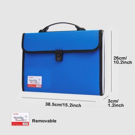 Extra Large Legal Size/Foolscap 13 Pockets Accordion File Organizer with Handle, TRANBO Portable Expanding File Folder, Expandable Plastic Document Organizer for Travel School Office - Blue