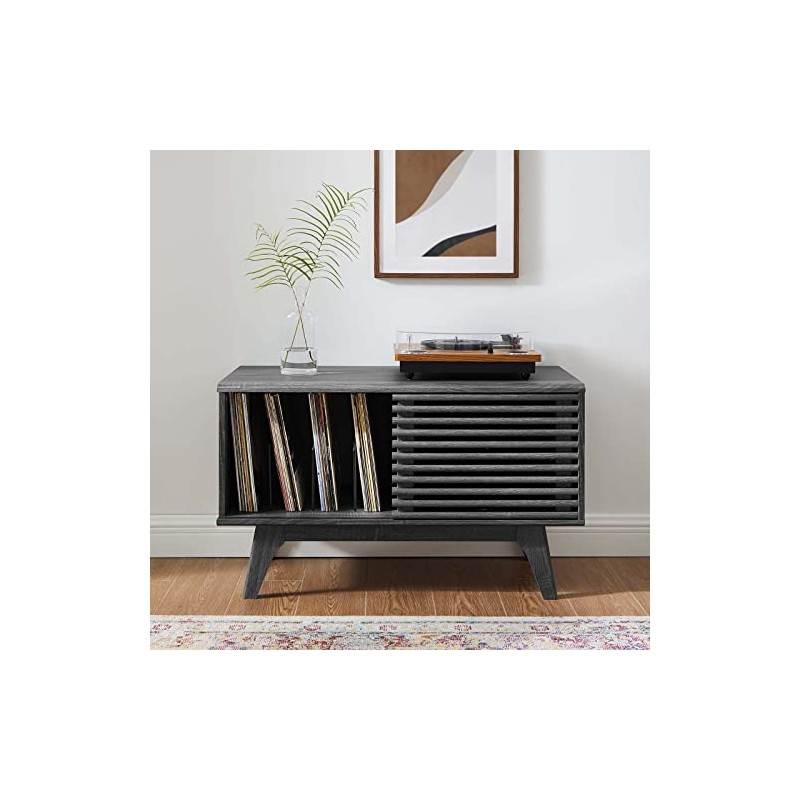 Modway Render Mid-Century Modern 37" Vinyl Record Display Stand in