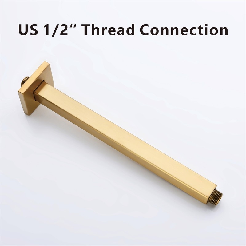 12 Inches Square Ceiling Mount Shower Arm and Flange, Champagne