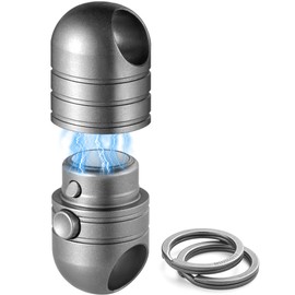 TISUR - Llavero magnético de liberación rápida, conector giratorio de titanio, soporte magnético para llaves con 2 llaveros, Ti Grey (1-pack), Small