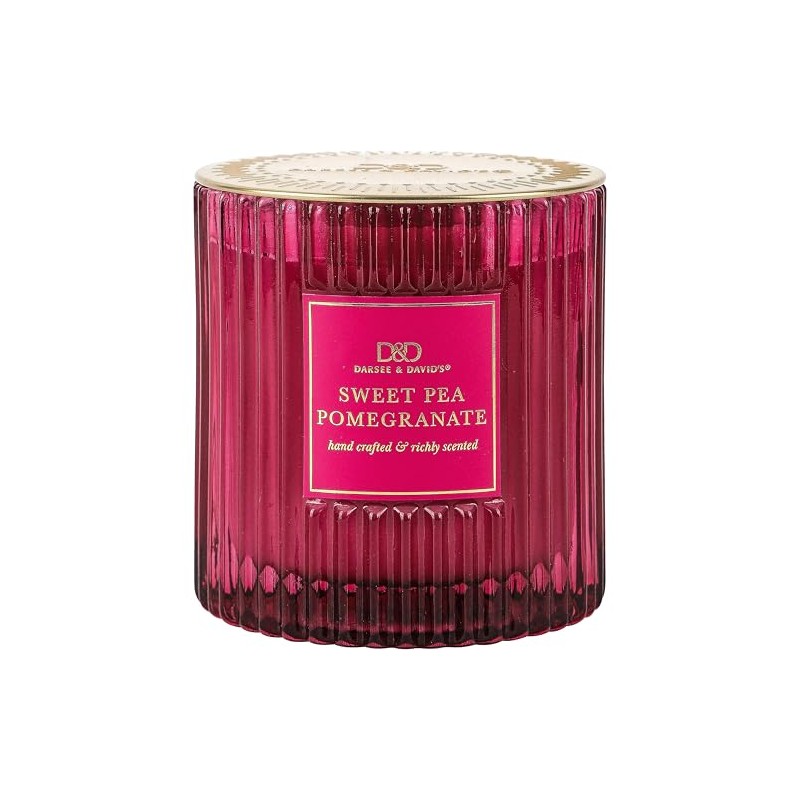 Darsee & David's, Sweet Pea & Pomegranate Ribbed Candle, 10