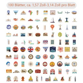 Dreamil World Travel Sticker Set, 100 Vintage Travel Stickers for Suitcase, Laptop, Bike, Scrapbook, Motorcycle, Skateboard, Helmet, Car, Waterproof Aesthetic Decorative Stickers (4-8 cm)