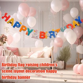 Happy Birthday Banner Bunting - Rainbow Colorful Party Decoration, Festive Bunting for Birthdays, Celebrations & Events