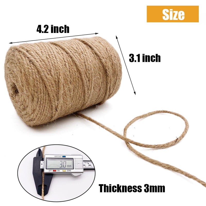 Leecogo - Cordel de yute de 3 mm, 328 pies,