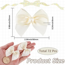 SOFPLATE 72Pcs Beige Bow Coquette Bows Decor Mini Polyester Plastic Pearls Elegant Wedding Holiday Ornament Bowknot Flower Appliques for Sewing Bottle Hair Scrapbooking Bag Decoration DIY Crafts