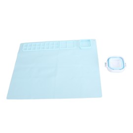 Silicone Painting Mat with Water Cup Washable Protruding Scale Line Silicone Art Mat for Children DIY Clay