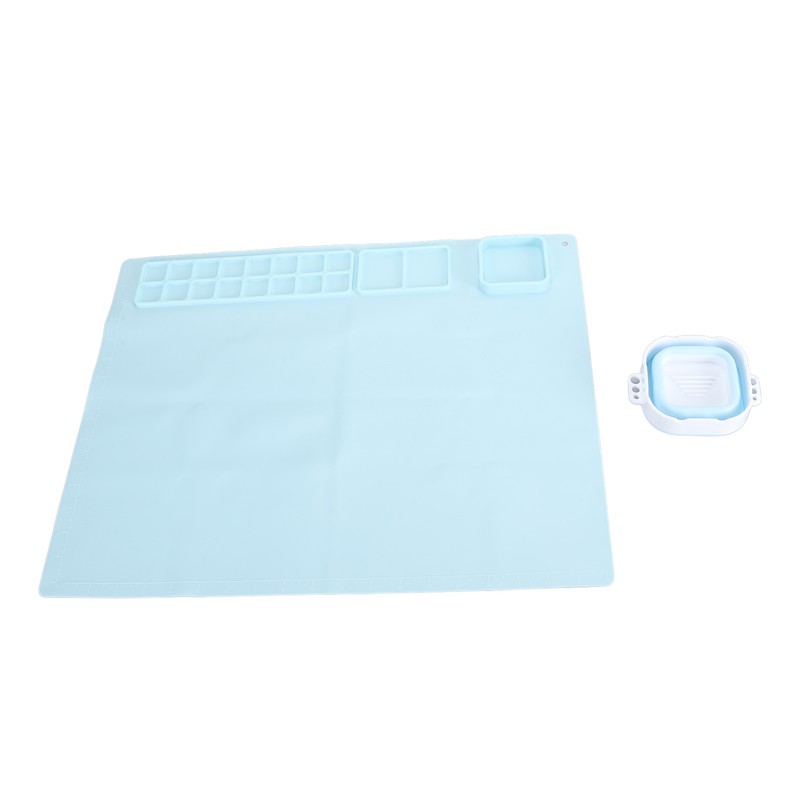 Silicone Painting Mat with Water Cup Washable Protruding Scale Line