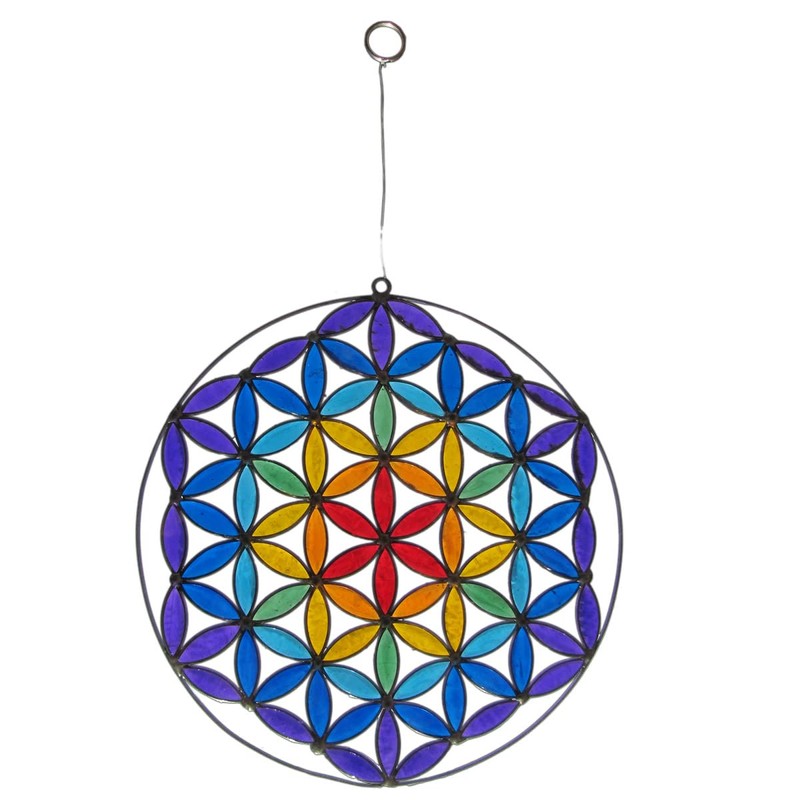 Suncatcher window decoration “flower of life” in the 7 chakra