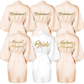 6 Pcs Bridesmaids Robes for Wedding Bridal Robes Maid of Honor Matron of Honor Robe Wedding Robe for Bridal Party Gift